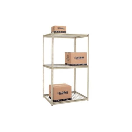 Global Equipment High Capacity Starter Rack 48x36x843 Levels Wire Deck 1500lb Per Shelf Tan 716579